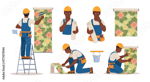 A professional wallpaper installer is installing for a stylish home makeover with vibrant floral designs and expert craftsmanship bringing beauty to your space