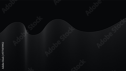 Elegant wave pattern with flowing white lines on a dark background creates a stunning modern visual experience for a variety of creative projects