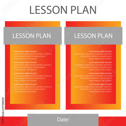 Illustration of lesson plan template design for students.