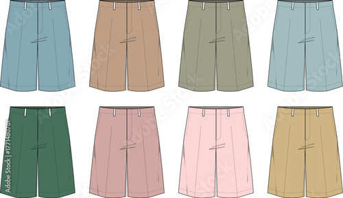 Colorful Shorts Fashion Illustration A Variety of Stylish Summer Bottoms