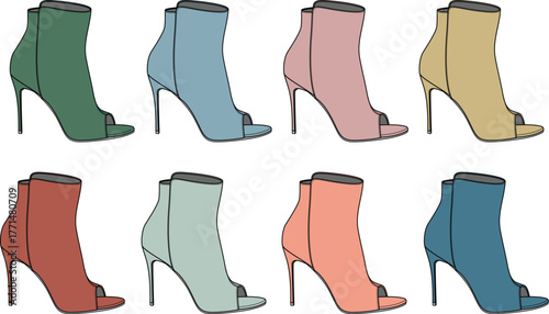Colorful Fashionable Peep Toe Booties A Stylish Collection in Various Hues for Trendy Outfits