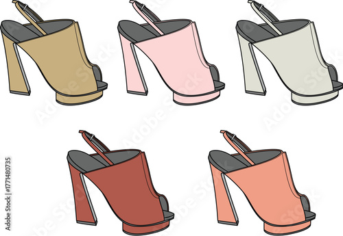 Elegant Peep-Toe Heels A Colorful Collection of Women's Fashion Footwear