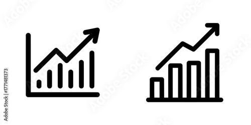 Modern flat design icon featuring a single black line of a growing financial graph symbolizing inflation or high cost of living for use in app ads, web banners, buttons, and ui ux interface elements