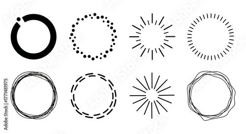 Abstract Circular Vector Graphic Elements Set for Design Embellishment
