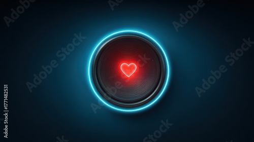 Heart symbol inside a speaker with a neon blue circle on dark background Free Download Heart symbol inside a speaker with a neon blue circle on dark background - GFXLoad