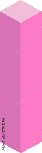 Retro pixel 3D pink cuboid in 90s console palette, isometric geometric shape for pixel digital art, and nostalgic design projects