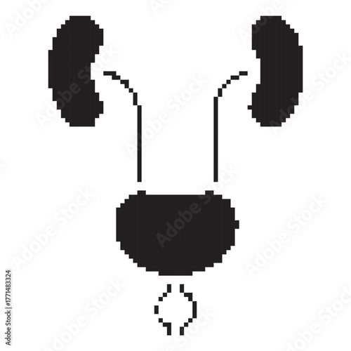 prostatitis pixel icon, 8-bit. Vector illustration on a white background.
