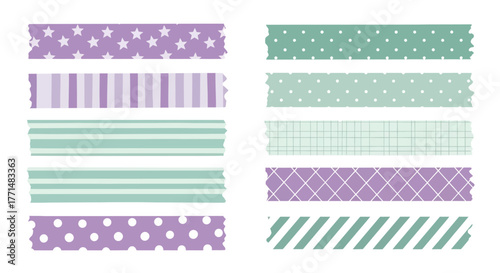 Collection of decorative tape strips with various patterns and colors