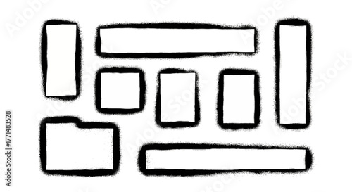 Simple illustration of various rectangular, square and folder-shaped outline elements for design and layouts