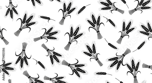 Wheat Sheaves Pattern Elegant Black and White Design for Textiles and Backgrounds