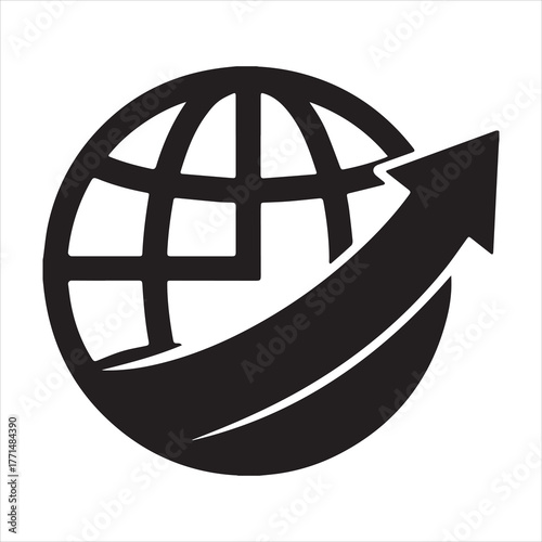 Silhouette Global business growth graph arrow vector illustration