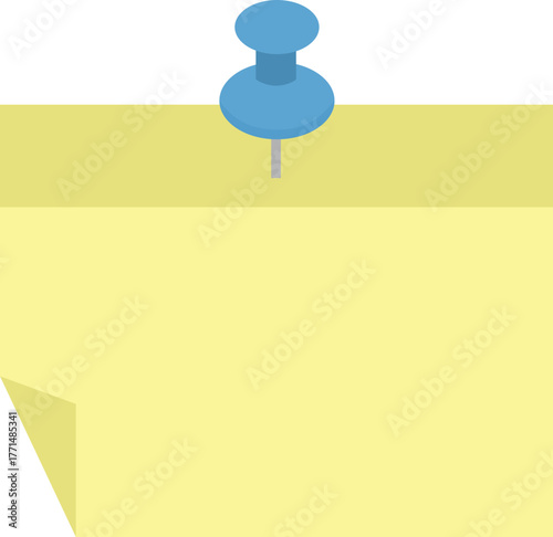 Yellow sticky note with blue push pin
