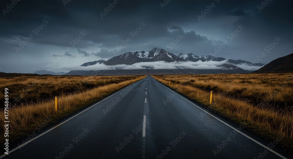 Fototapeta premium Lonely Road to Mountains