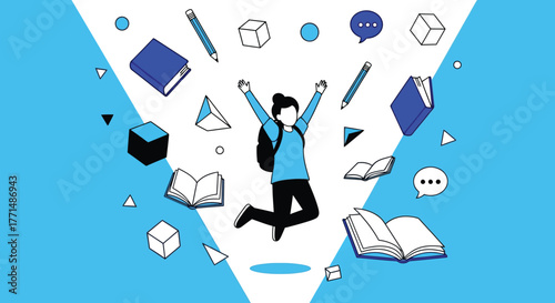 Back to School Collection Students Reading and Learning Illustrations