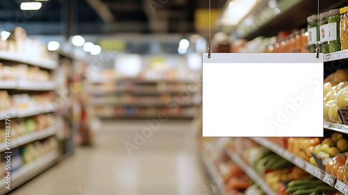 Wallpaper Mural Explore fresh produce at the local market! A blank sign hangs, ready for a special offer. Shelves stocked with vibrant vegetables and fruits await your selection. Torontodigital.ca