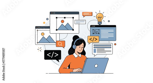 Back to School Collection Students Reading and Learning Illustrations