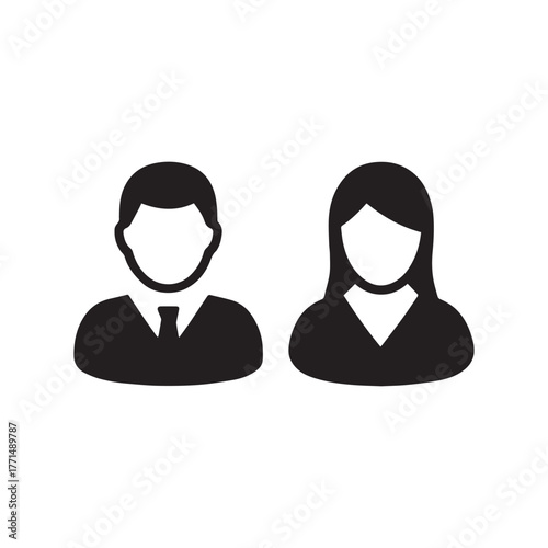 Avatar icon vector male and female user person profile symbol for business in a flat color glyph pictogram sign illustration