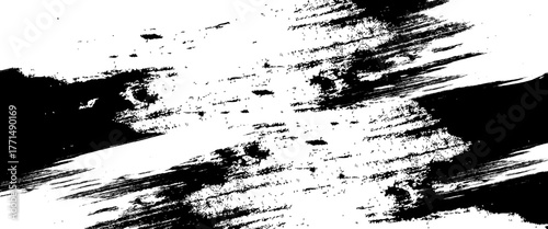 Vector black and white with grunge style, Abstract black and white brush strokes on a canvas with Black ink texture