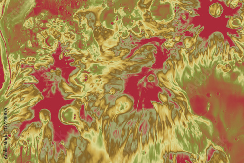 Gold and red abstract fluid art with metallic effects. Aesthetic photo