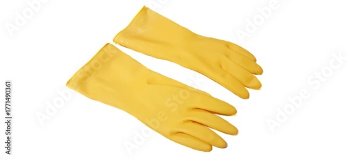 A Pair of Extra Thick Multipurpose Latex Rubber Gloves for Household Cleaning in Bright Yellow