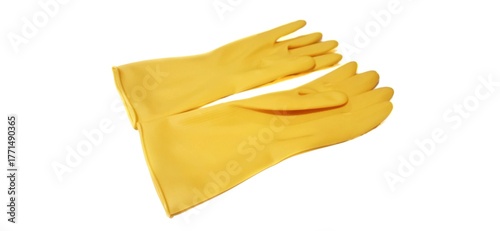 A Pair of Extra Thick Multipurpose Latex Rubber Gloves for Household Cleaning in Bright Yellow