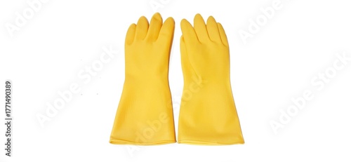 A Pair of Extra Thick Multipurpose Latex Rubber Gloves for Household Cleaning in Bright Yellow