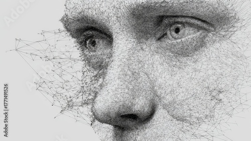 Wallpaper Mural Artificial intelligence creating lifelike human face using neural network technology Torontodigital.ca