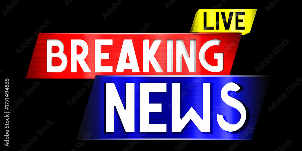 Fototapeta premium Live breaking news banner - 3D illustration