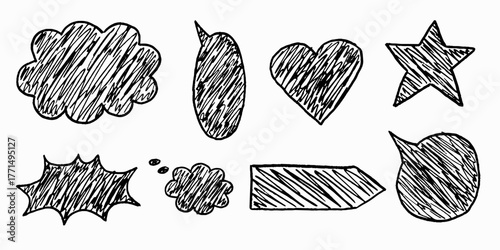 Naive kids borders in sketch style surround joyful speech bubbles, text box chalkboard highlights and crayon texture with whimsical energy.