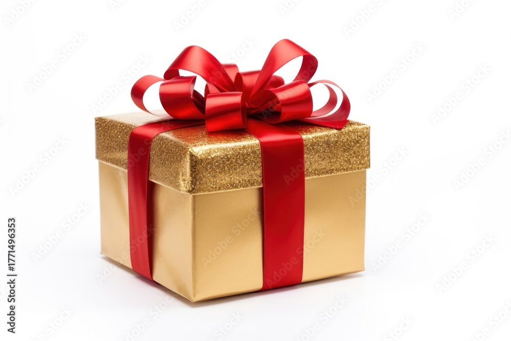 Obraz premium Christmas decolation gift box white background.