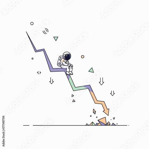 Astronaut's Downward Journey Economic Downturn and Risk in the Market