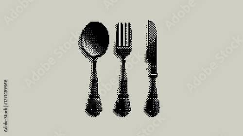 Elegant Ornate Cutlery Set: Vintage Spoon, Fork, and Knife for Dining and Culinary Concepts