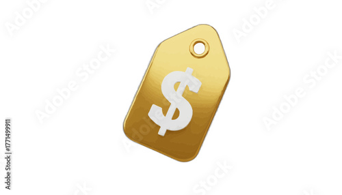 Golden dollar price tag for retail promotions and business deals, a symbol of value savings