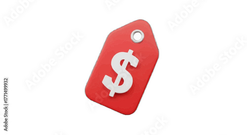 Promotional price tag featuring a bold dollar sign for savings and discount marketing