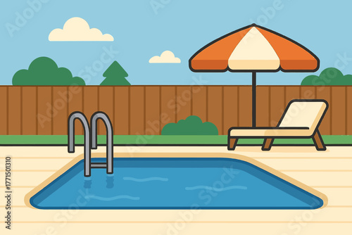 Vector illustration of a backyard swimming pool