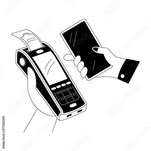 A sketchy style illustration showing pos terminal