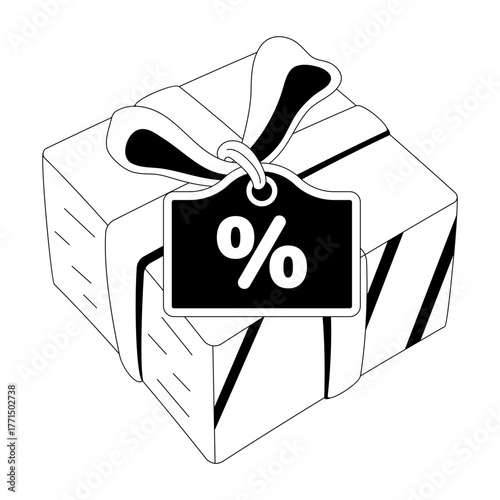 Hand drawn style illustration depicting gift box