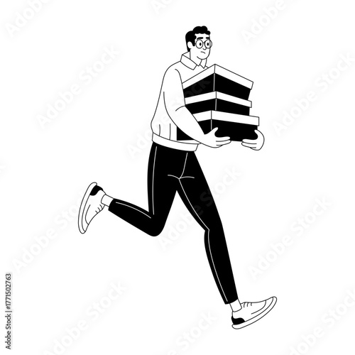 A sketchy style illustration showing shoe boxes