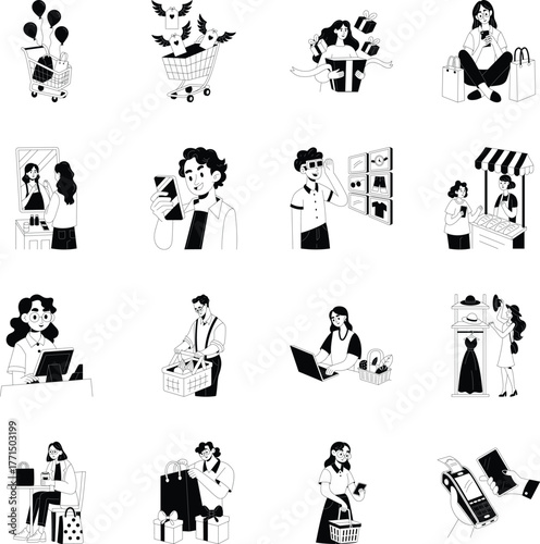 Set of Retailing Doodle Style Icons 


