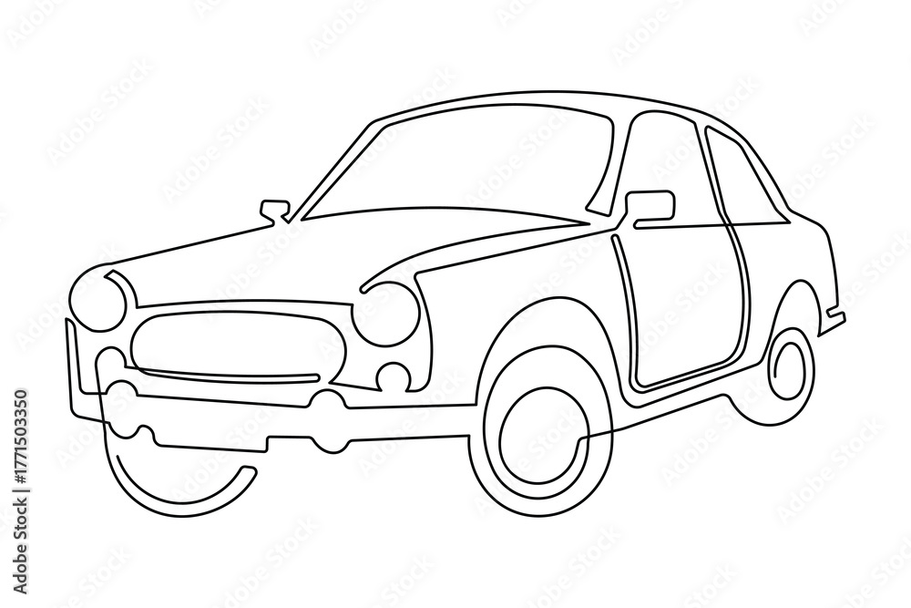 Obraz premium Minimal car continuous one line drawing elegant outline art