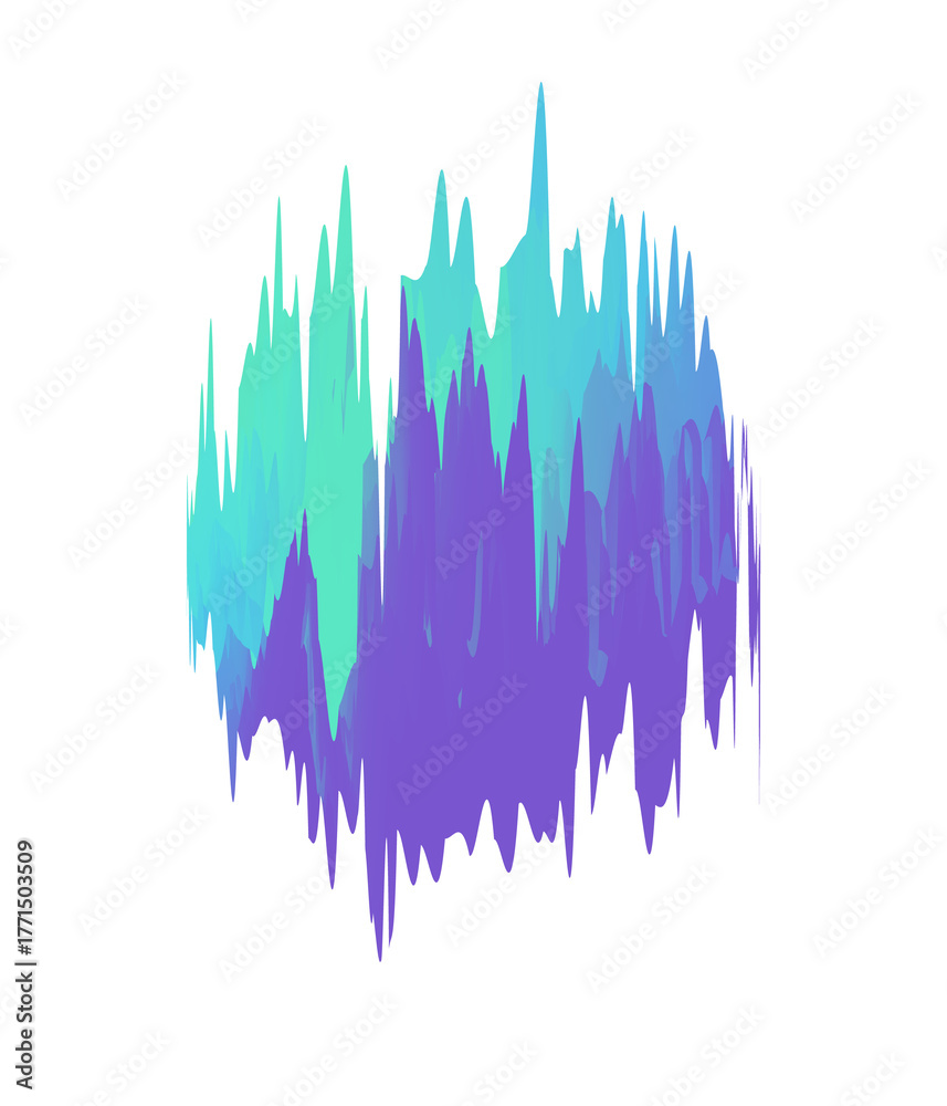 Obraz premium Isolated Gradient Shape. Holographic Blob For Collage Or Sticker. Abstract Element on Transparent Background. Cutout. Bright Rainbow Colors. Purple, Green, Blue And Turquoise Gradient Shape.