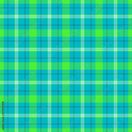 Bedding background fabric tartan, messy vector pattern textile. Lovely seamless texture check plaid in cyan and green colors.