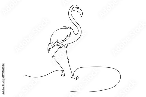 Creative flamingo continuous one line drawing abstract minimal artwork
