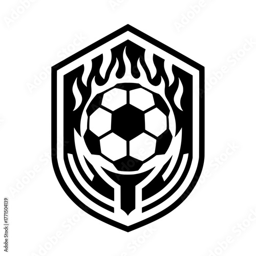 Flaming Soccer Championship Emblem Vector