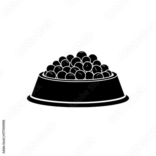 Pet Food Bowl Illustration with Kibble