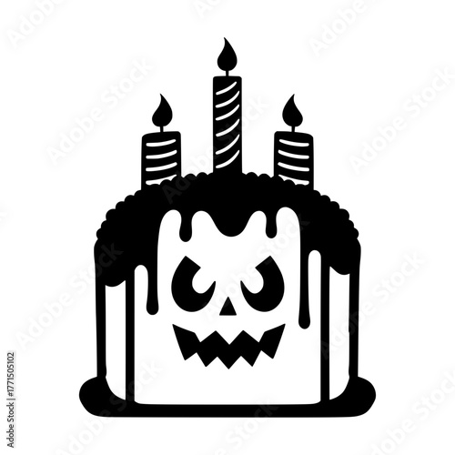 Halloween Birthday Cake with Scary Face