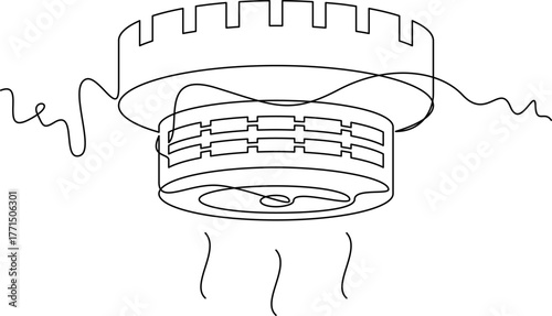 one line art Smoke Detector vector illustration. line art, one continuous line, simple, hand drawn and sketch style. for icons, symbols, signs or logos. PNG