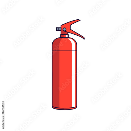 Red fire extinguisher for safety and protection against fire hazards