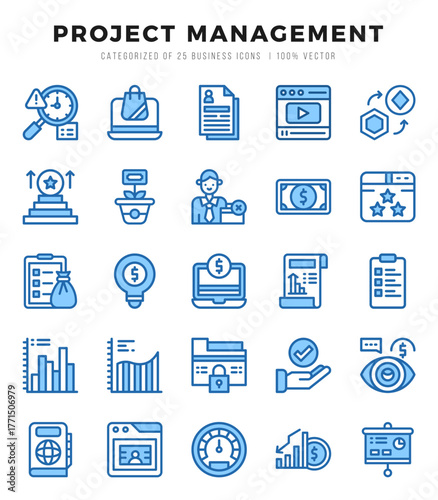 Set of Project Management icons. Vector Illustration.
