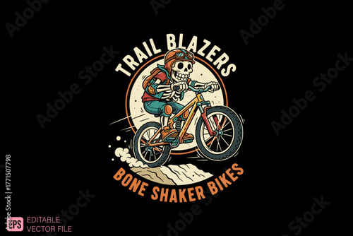 Skeleton Riding Mountain Bike Trail Blazers Bone Shaker Bikes.